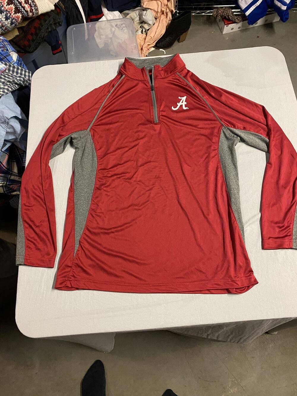 University of Alabama 1/4 Zip Athletic Shirt Mens Large Maroon Long Sleeve